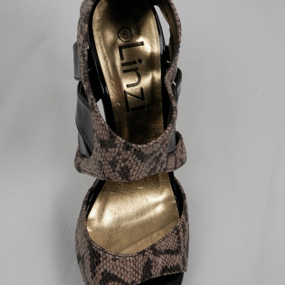 Snake Shoe BLACK WITH ANIMAL PRINT SANDALS - Picture 4 of 8